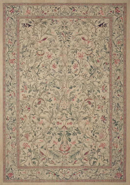 Floral Textile Panel Print, Vintage Wall Art