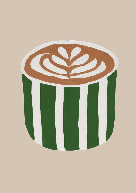 Latte Art Print, Green Kitchen Wall Art