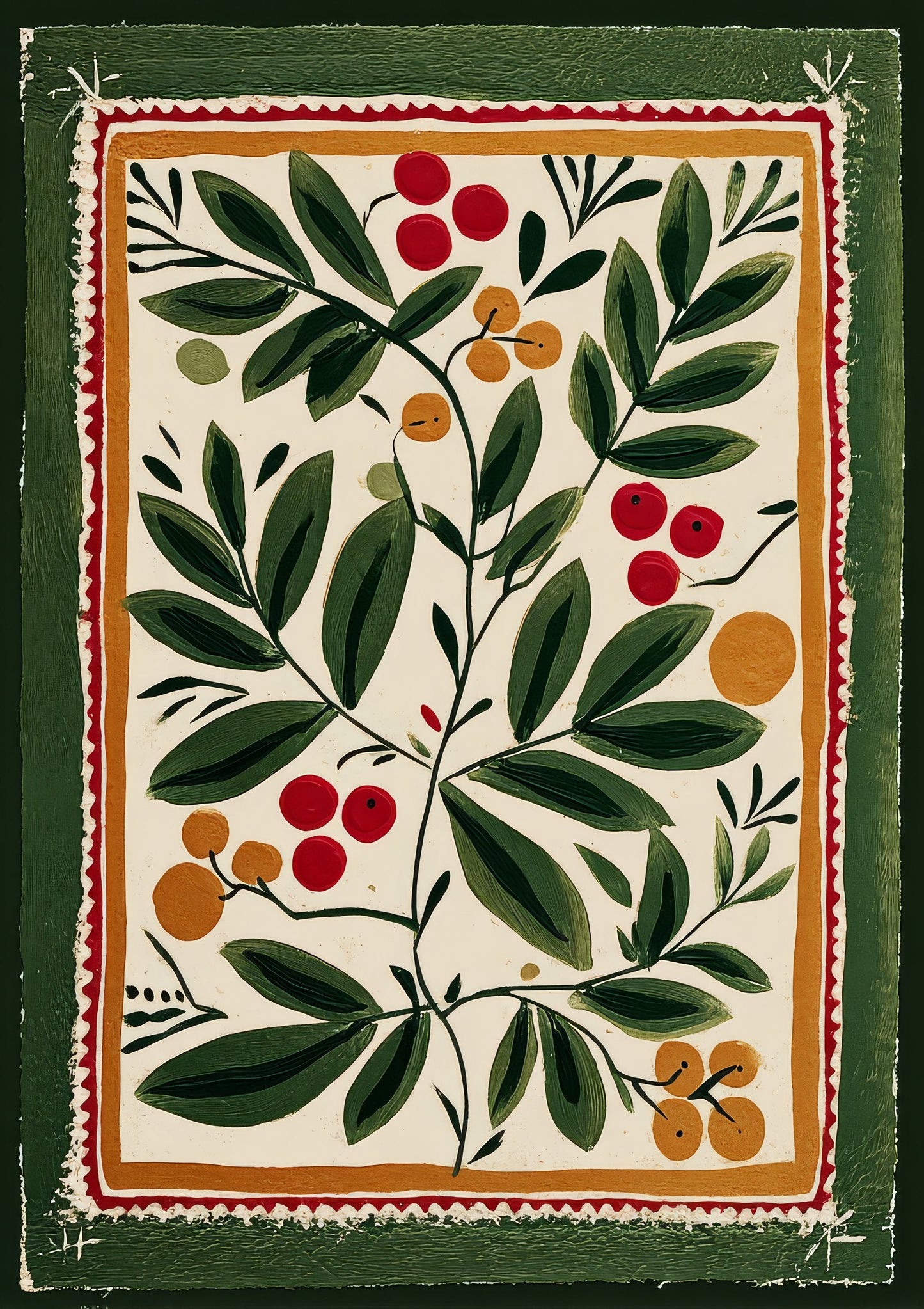 Scandinavian Folk Botanical Print, Wall Art