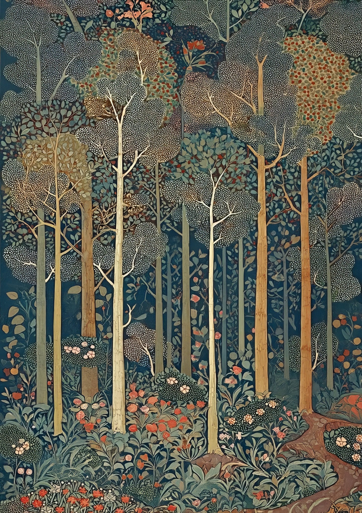 Woodland Forest Print, Decorative Botanical Wall Art