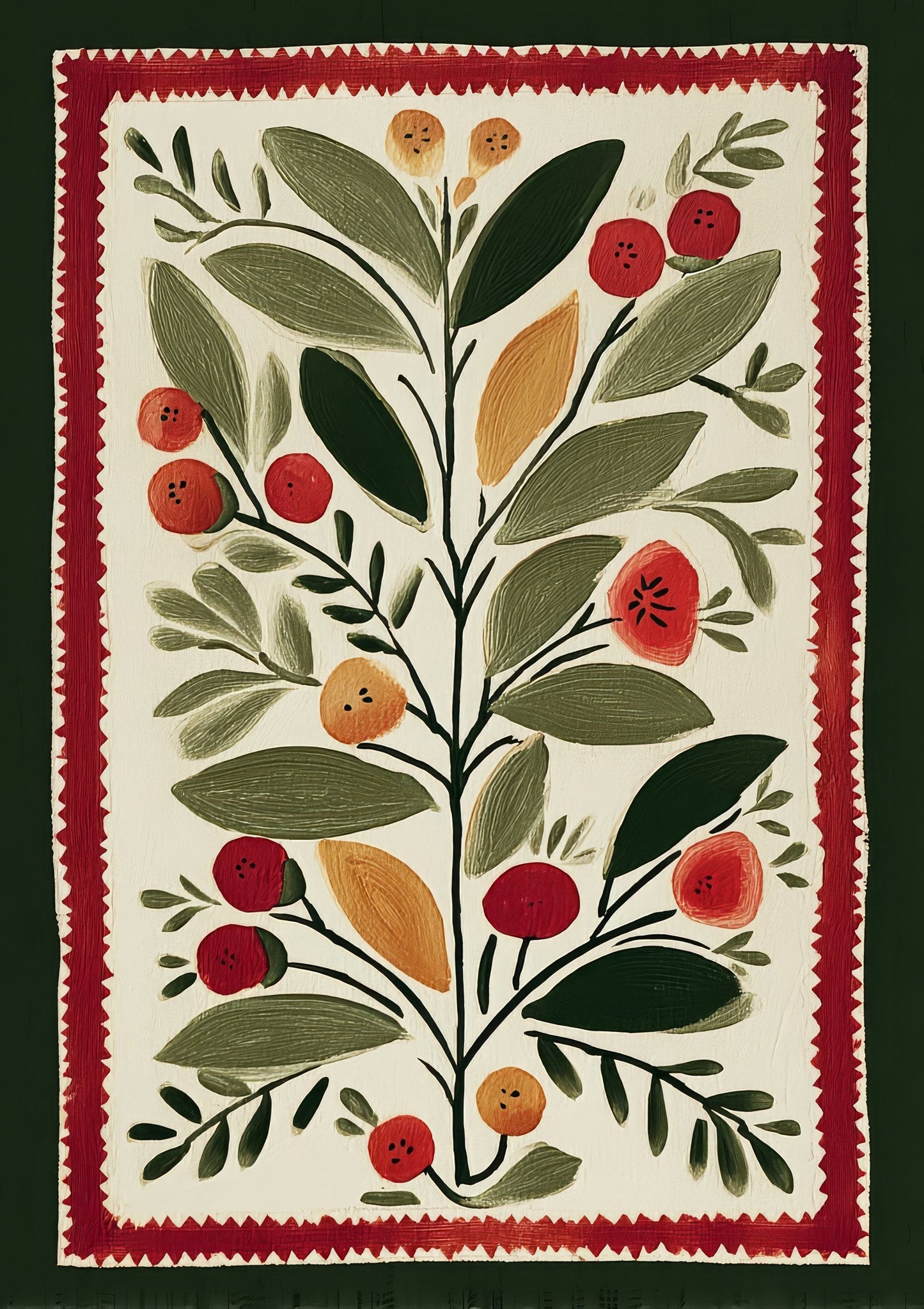 Folk Botanical Print, Scandinavian Wall Art