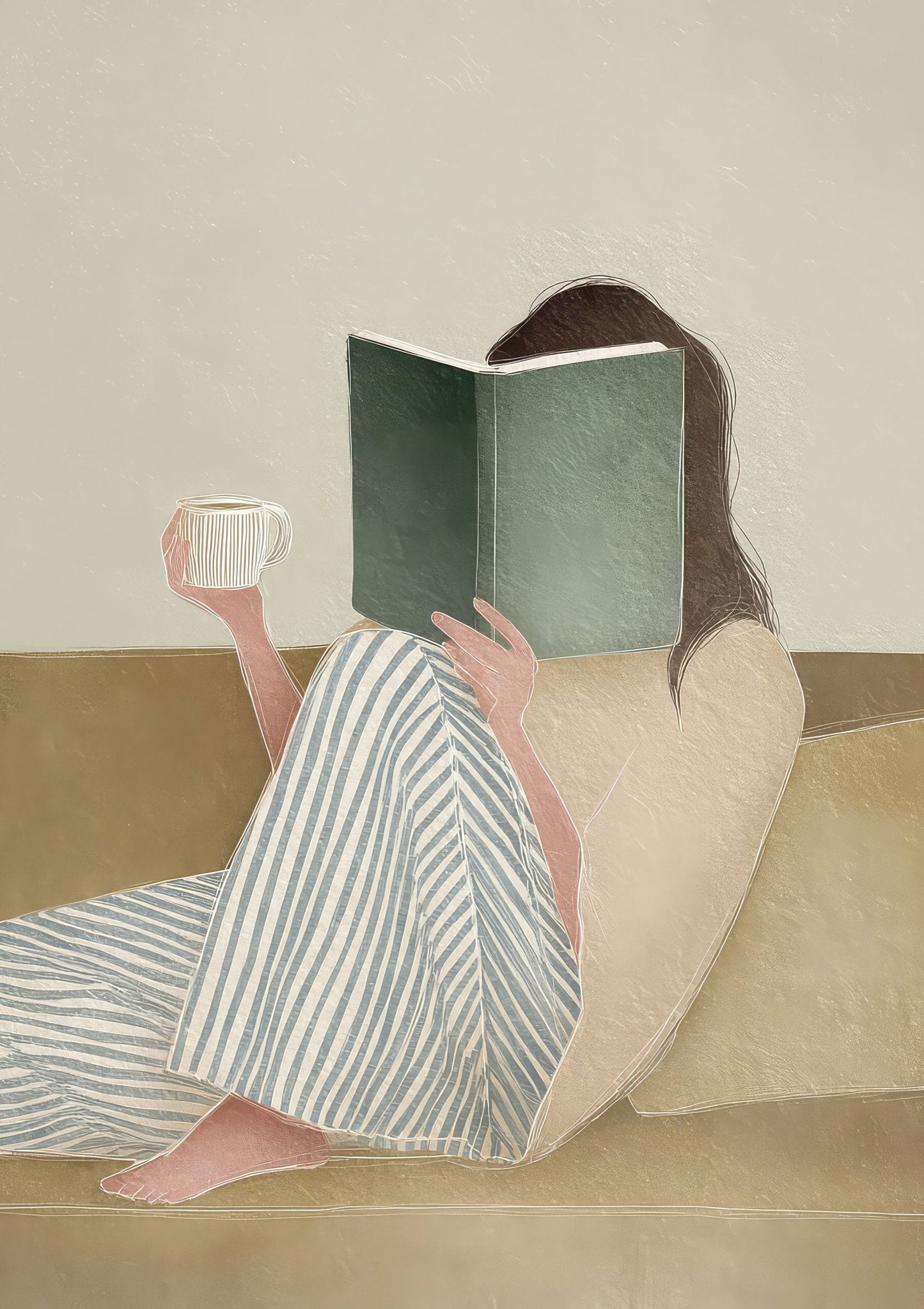 Reading in Bed Print, Calm Figurative Wall Art