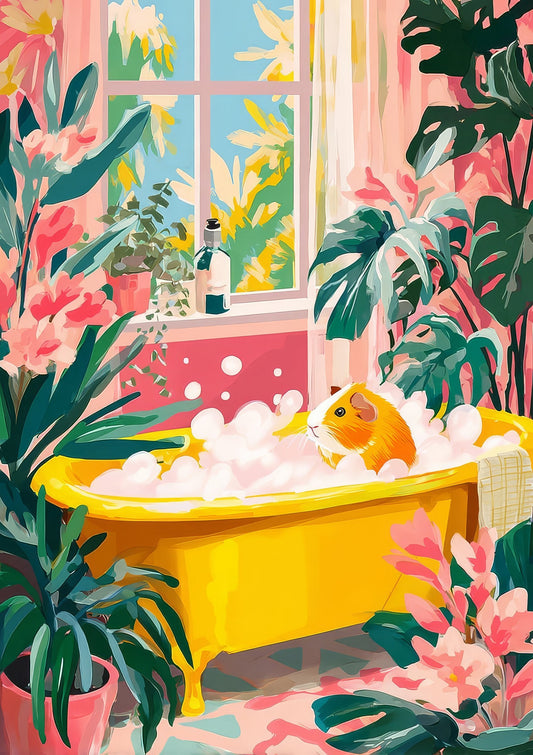 Colourful Bathroom Print, Botanical Bath Wall Art