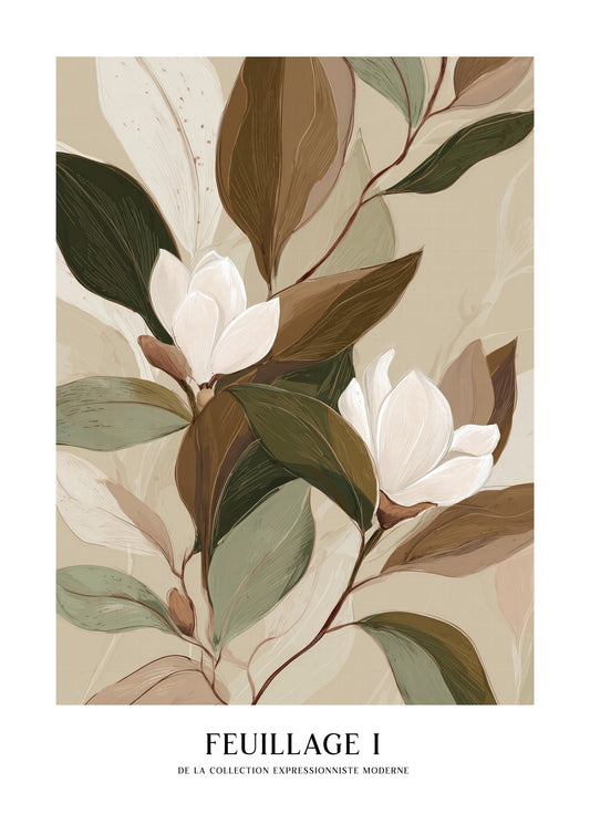 Magnolia Print, Neutral Botanical Wall Art