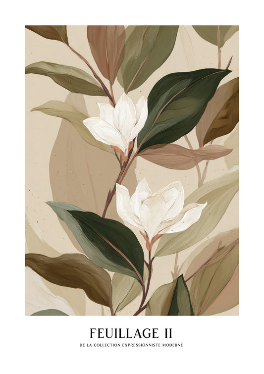 Magnolia Leaves Print, Botanical Wall Art