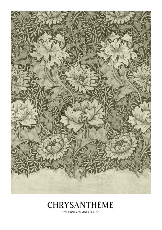 Chrysanthemum Morris Print, Green Heritage Wall Art