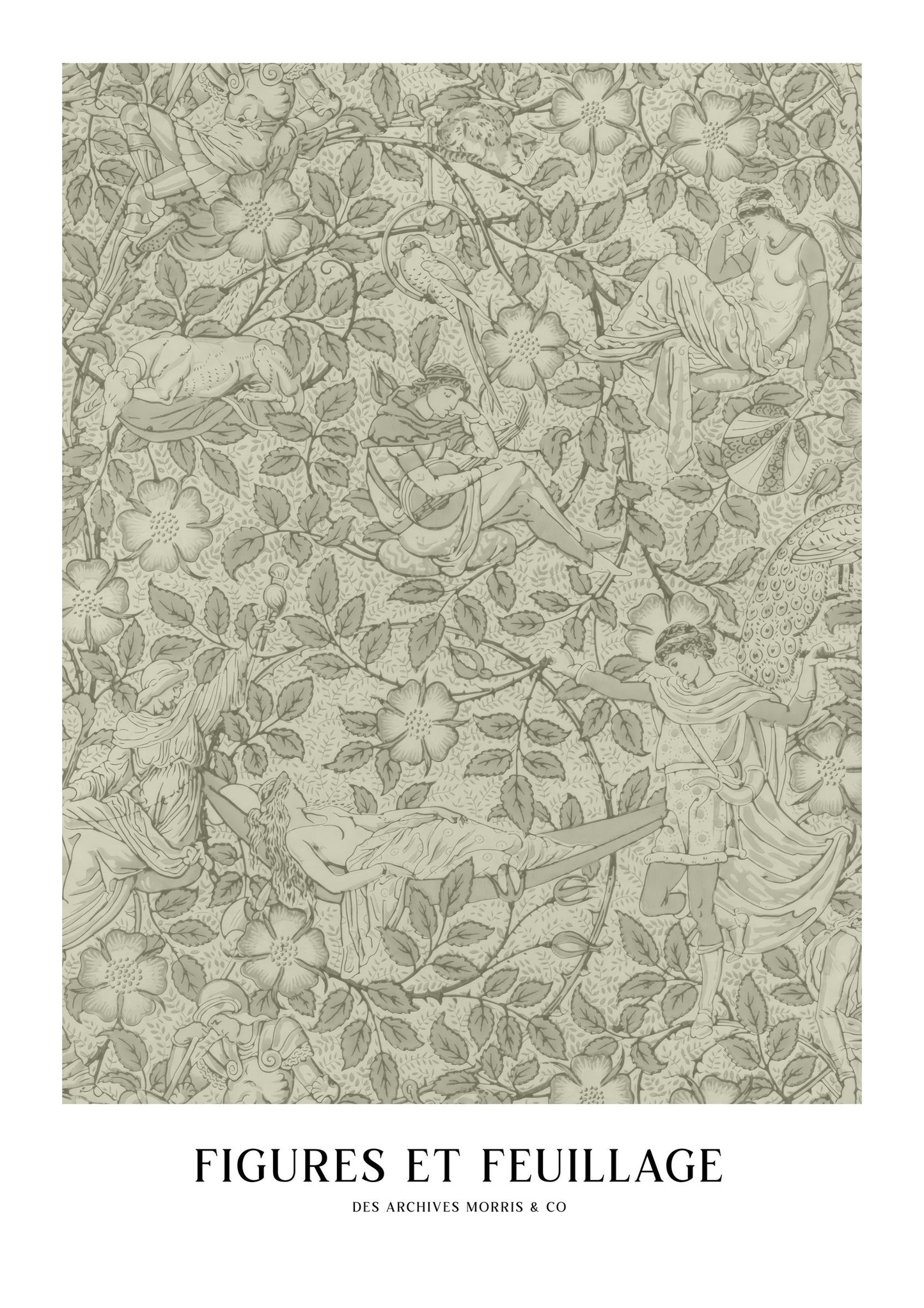 Figures and Foliage Print, Vintage Botanical Wall Art