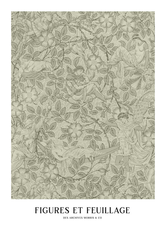 Figures and Foliage Print, Vintage Botanical Wall Art
