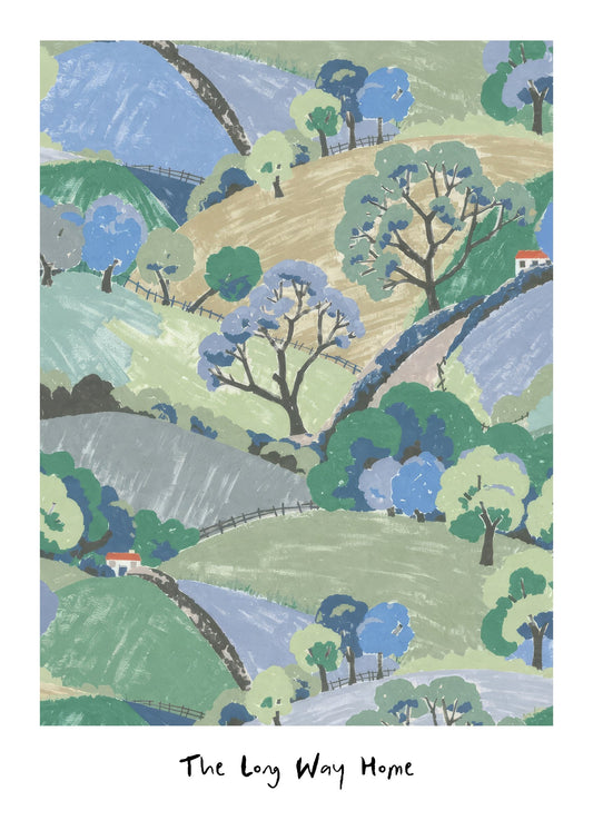 The Long Way Home Print, Folk Landscape Wall Art