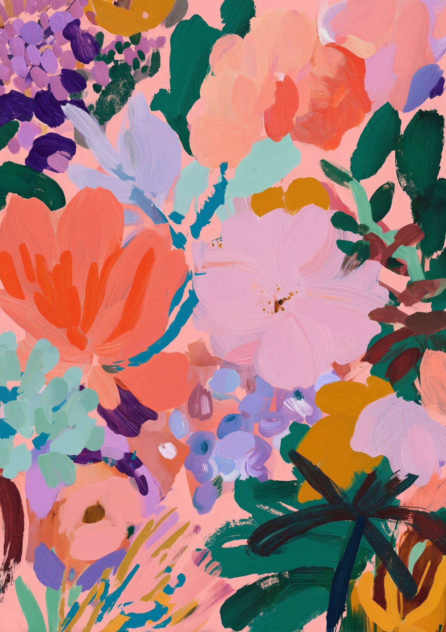 All-Over Floral Print, Bold Botanical Wall Art