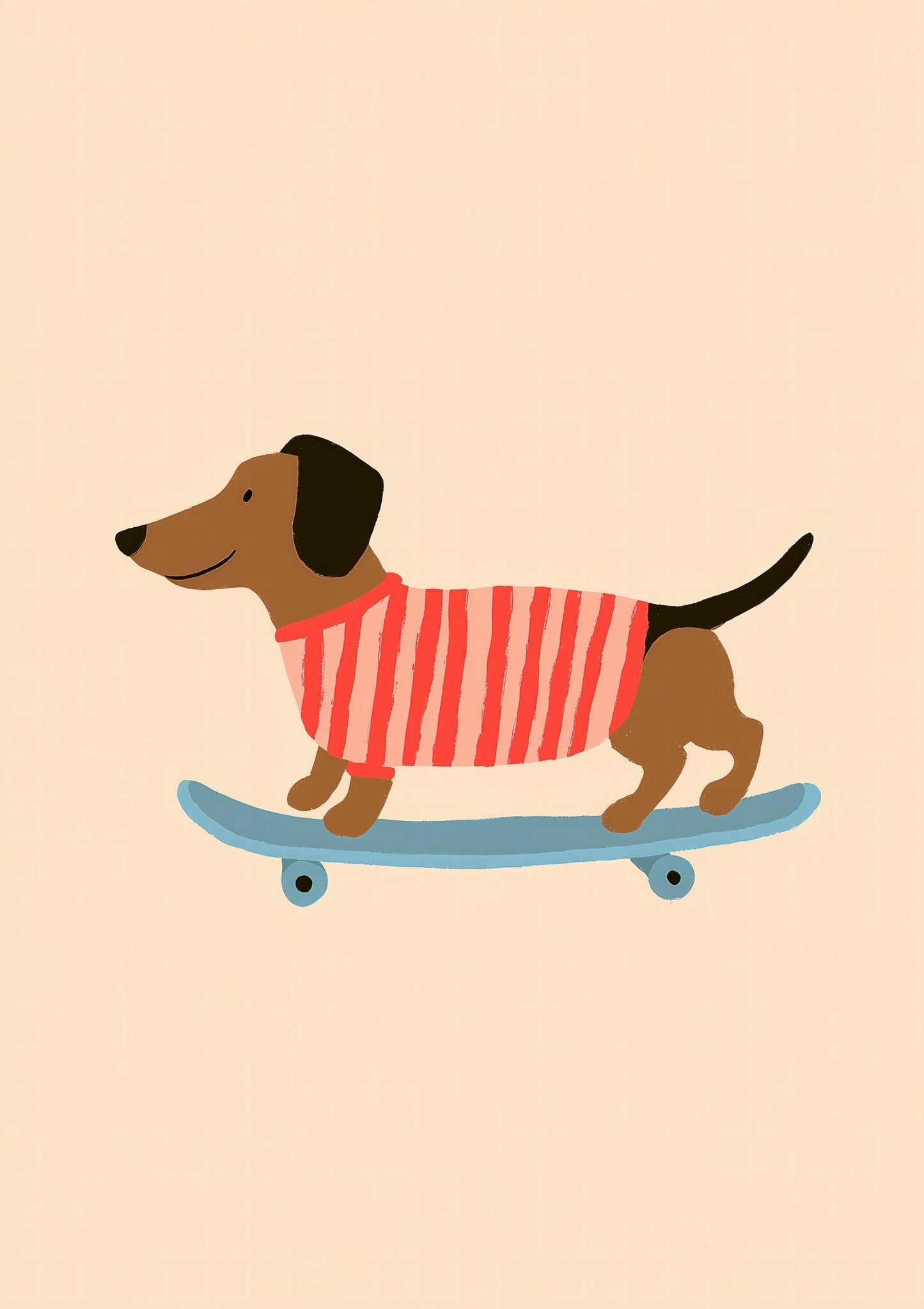 Skateboarding Dachshund Print, Fun Kids Wall Art