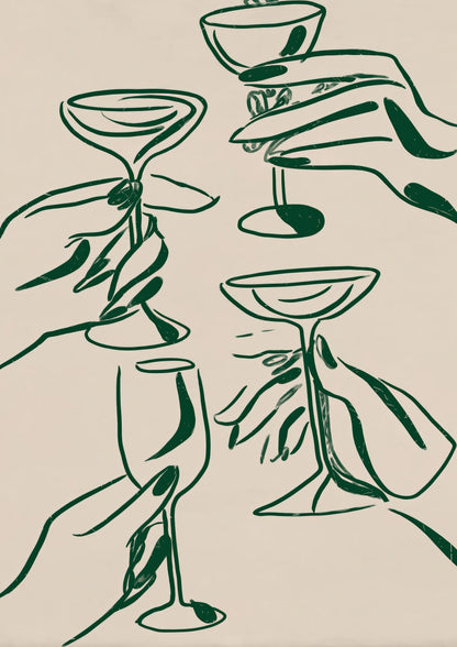 Cocktail Hour Print, Line Wall Art