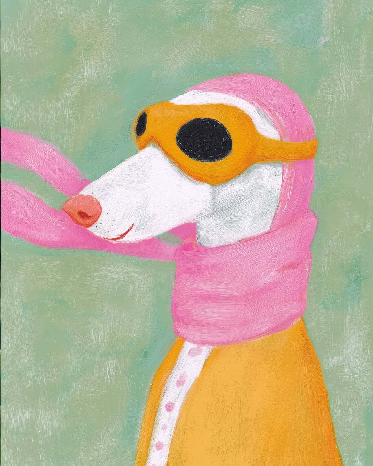 Whippet in a Scarf Print, Whimsical Animal Wall Art