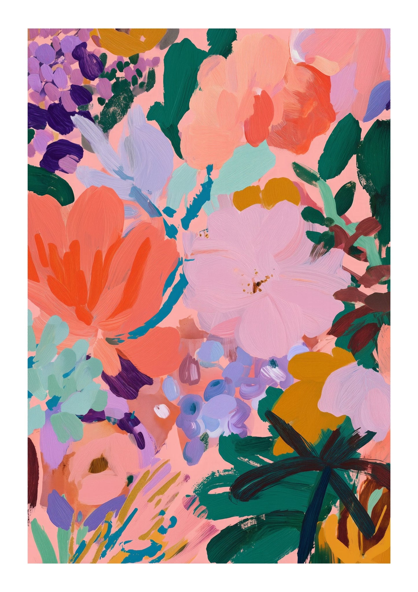 Colourful Floral Print, Bold Wall Art