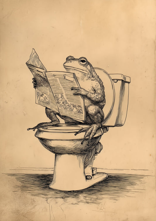 Raccoon on the Loo Print, Funny Bathroom Wall Art