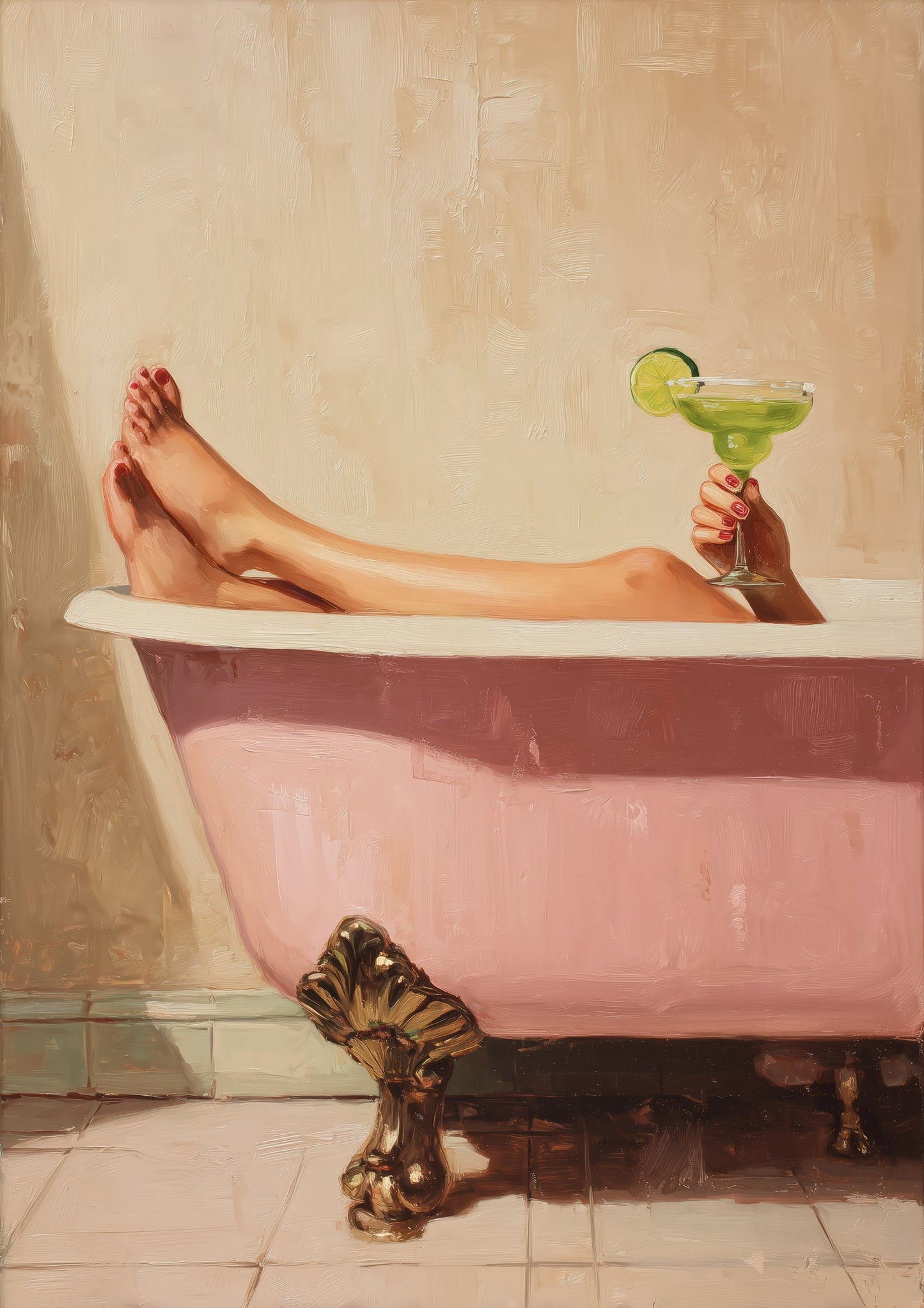 Bird in the Bath Print, Funny Bathroom Wall Art
