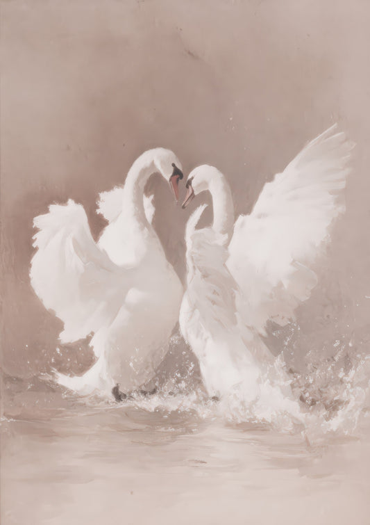 Two Swans Print, Romantic Animal Wall Art