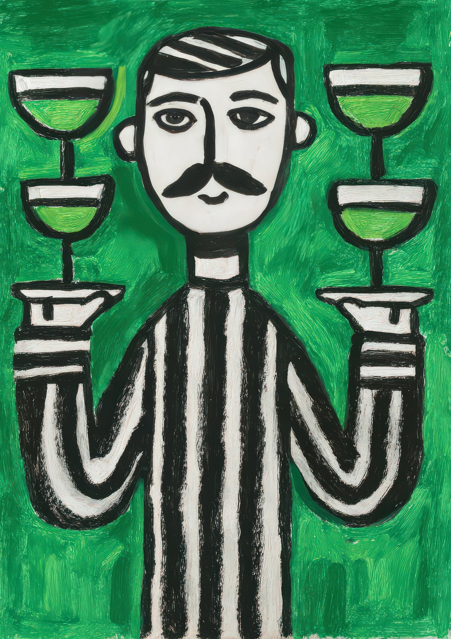 Folk Gentleman Print, Quirky Figurative Wall Art