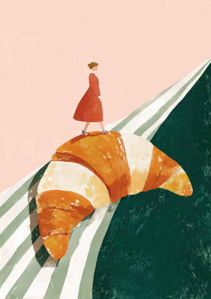 Croissant Morning Print, Kitchen Wall Art