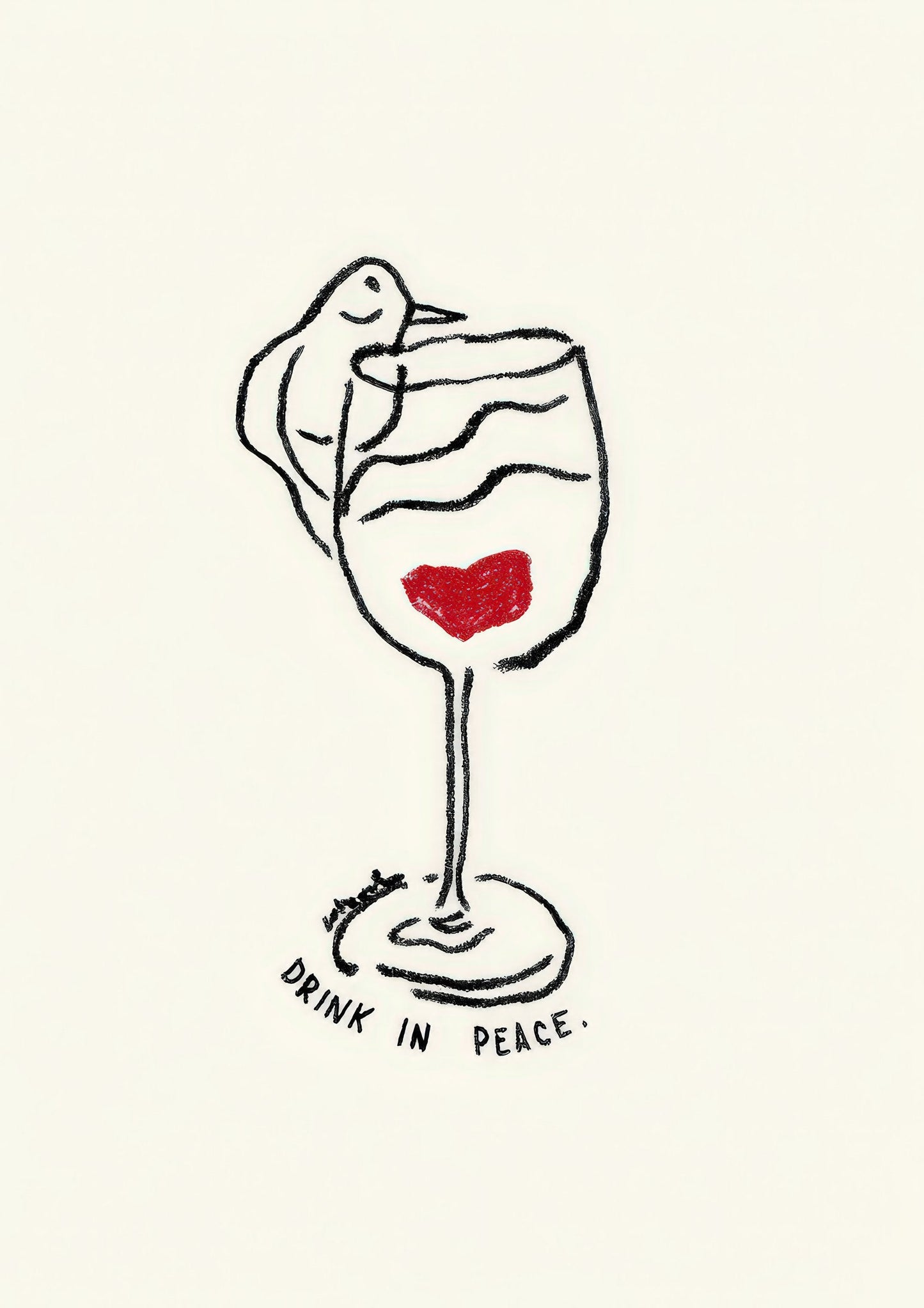Drink in Peace Print, Line Wine Wall Art