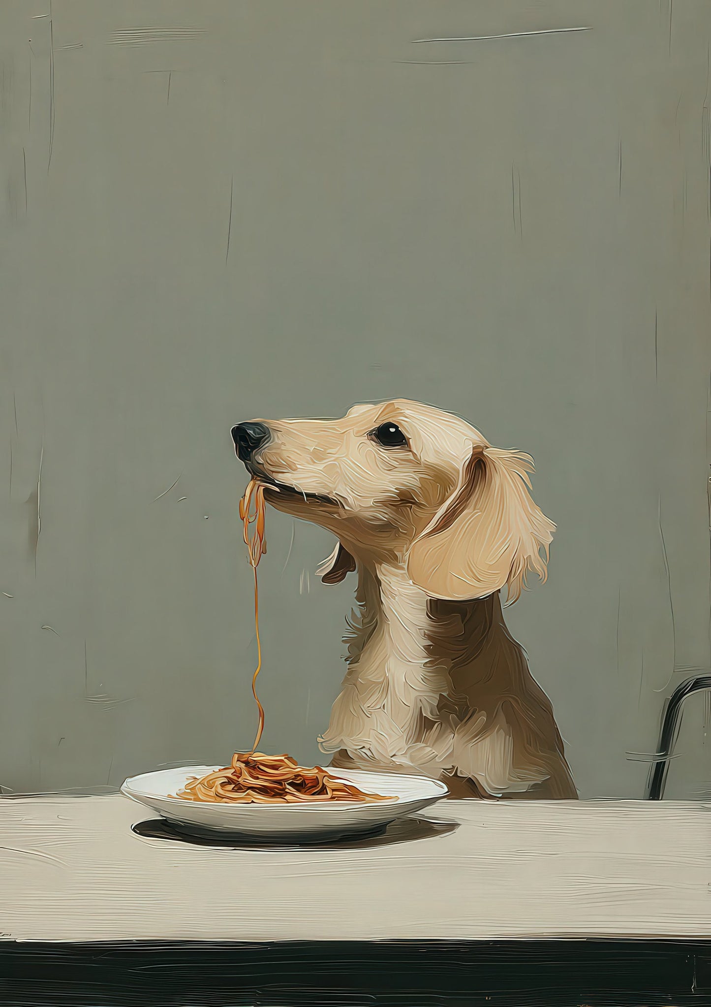 Dog at the Table Print, Funny Animal Wall Art
