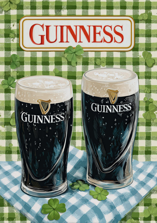 Guinness Pints Print, Home Bar Wall Art
