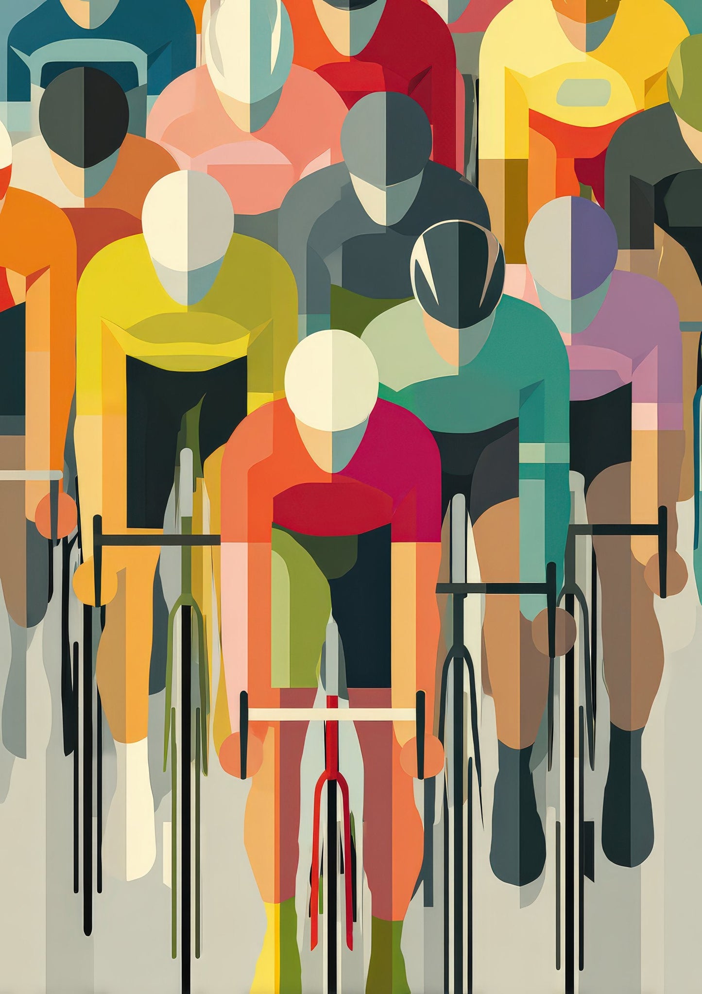 Peloton Print, Colourful Cycling Wall Art