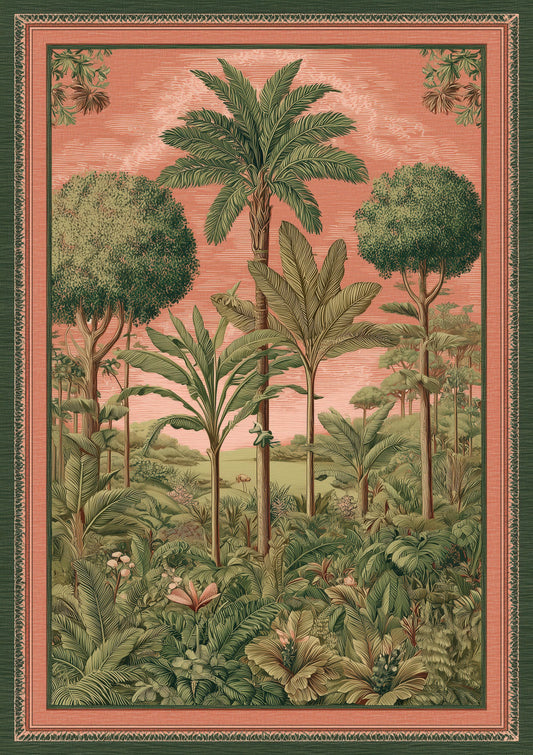 Folk Palm Trees Print, Green Tropical Wall Art