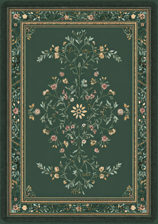 Green Heritage Rug Print, Wall Art