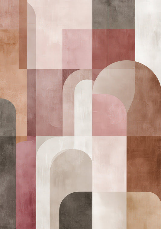 Pink Geometric Print, Abstract Wall Art