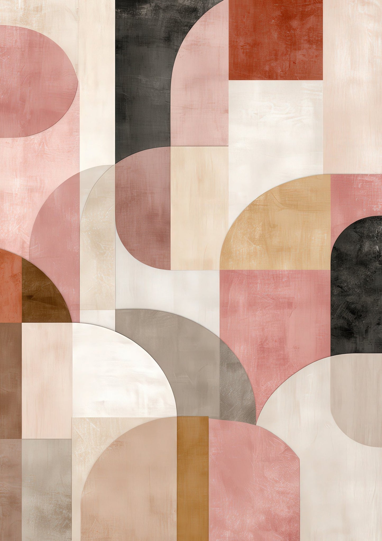 Geometric Abstract Print, Pink Wall Art