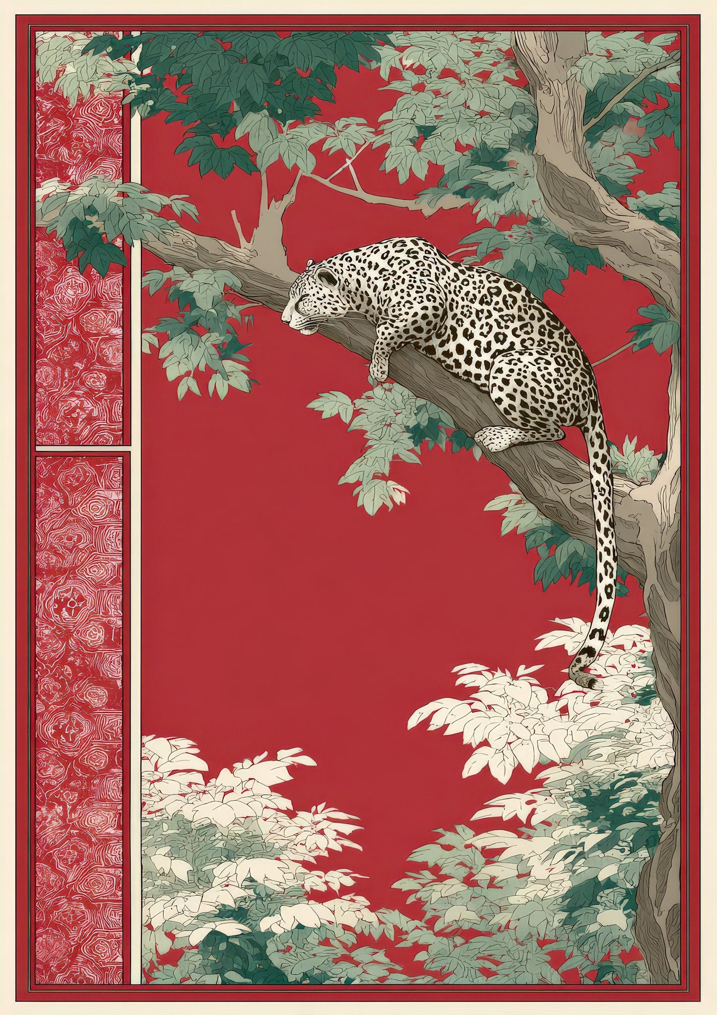 Leopard in a Tree Print, Oriental Wall Art