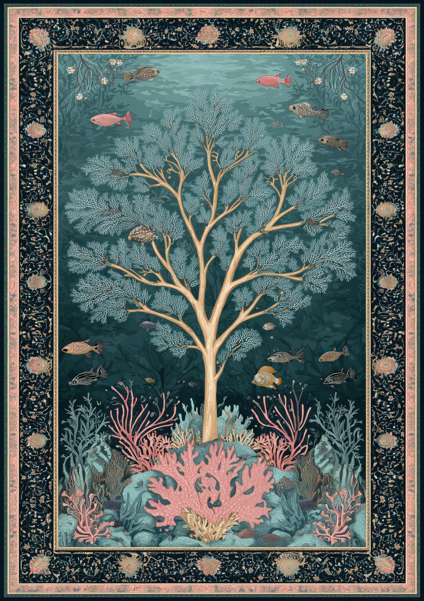 Tree of Life Print, Blue Heritage Wall Art