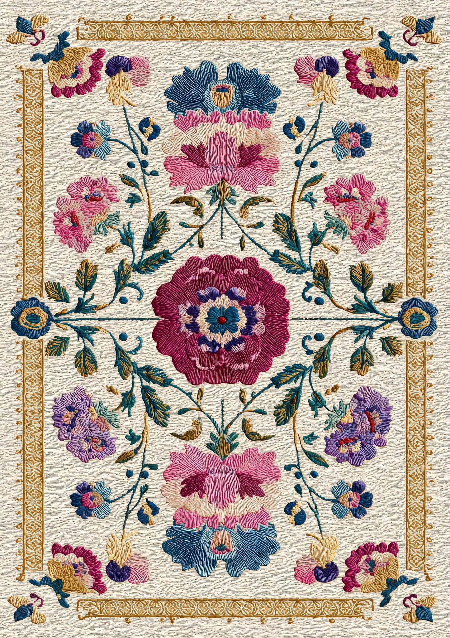Suzani Print, Bohemian Floral Wall Art