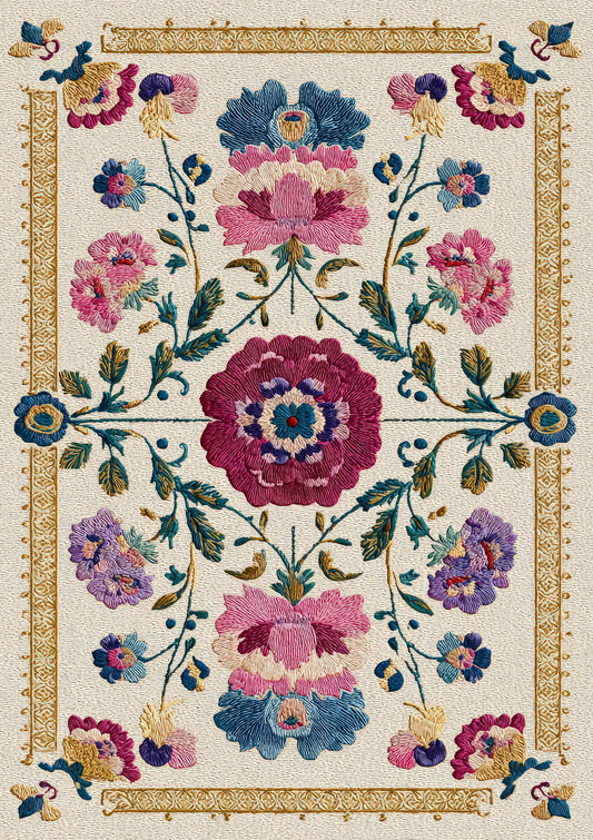 Suzani Print, Bohemian Floral Wall Art