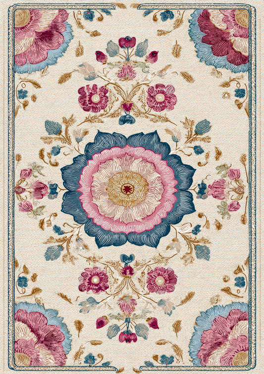 Floral Medallion Print, Vintage Wall Art