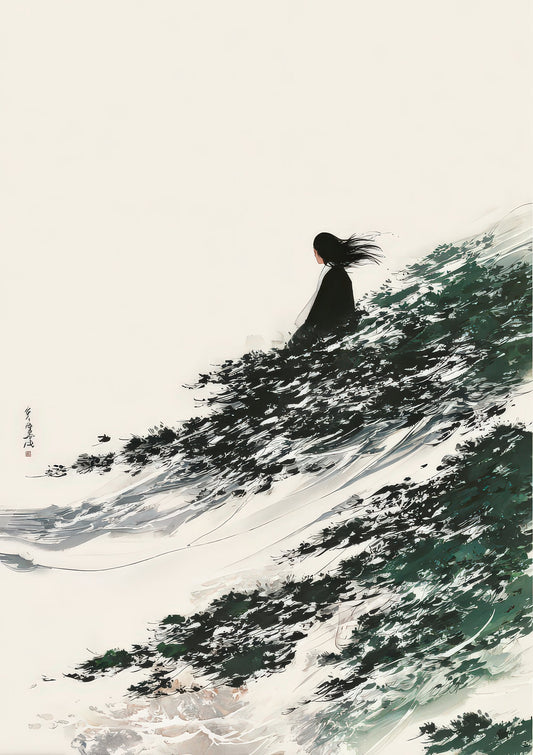 Minimal Wave Print, Japandi Coastal Wall Art