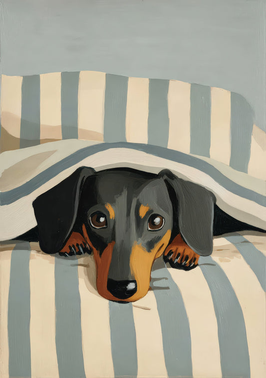 Peeking Dachshund Print, Funny Dog Wall Art