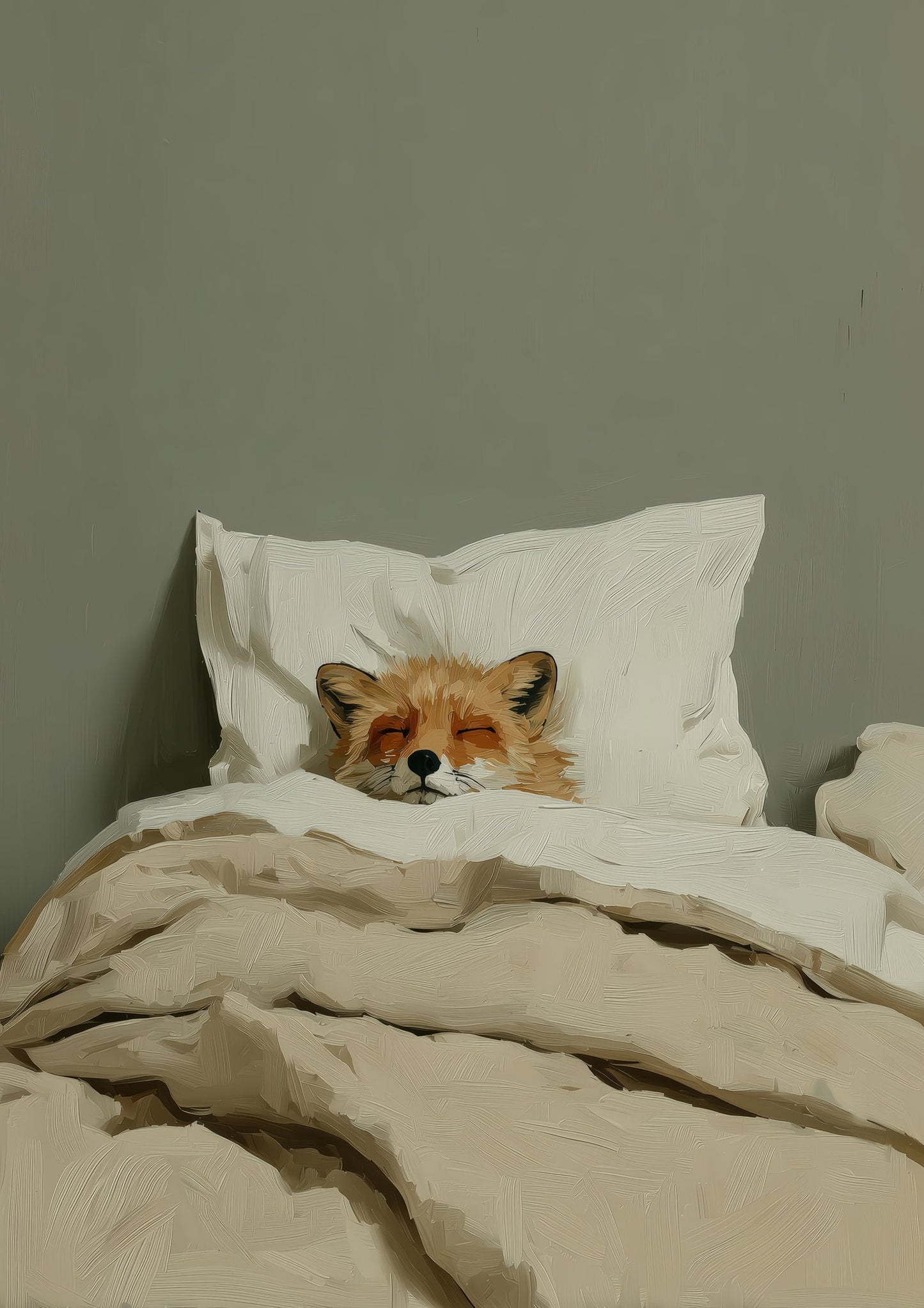 Sleeping Fox Print, Bedroom Animal Wall Art