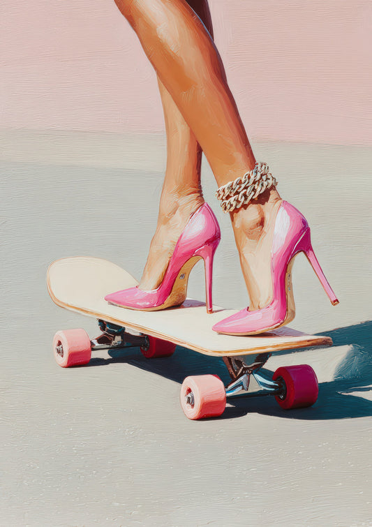 Skateboard Heels Print, Chic Fashion Wall Art