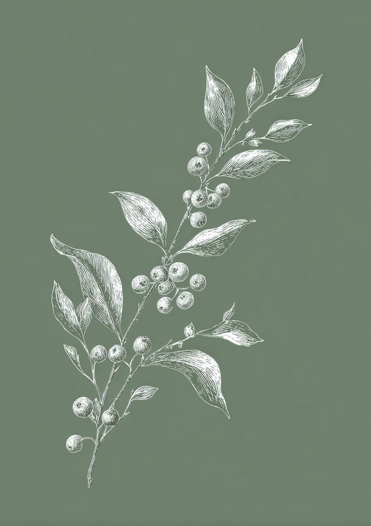 Sage Botanical Sprig Print, Minimalist Wall Art