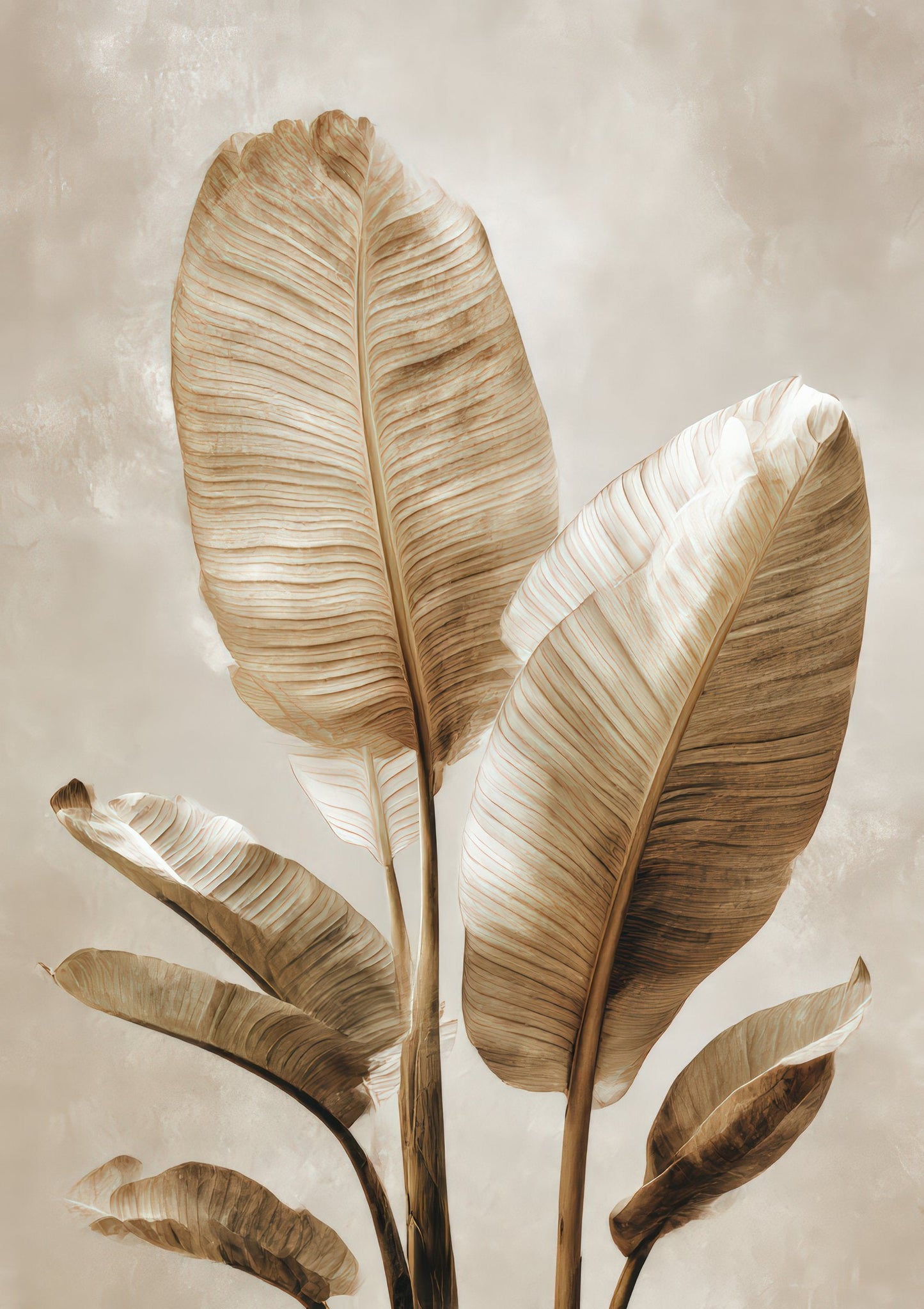 Palm Leaves Print, Neutral Botanical Wall Art