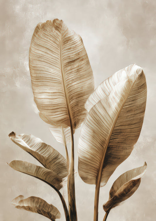 Palm Leaves Print, Neutral Botanical Wall Art