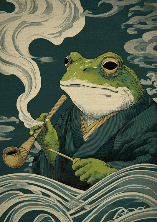 Oriental Frog Print, Folk Animal Wall Art