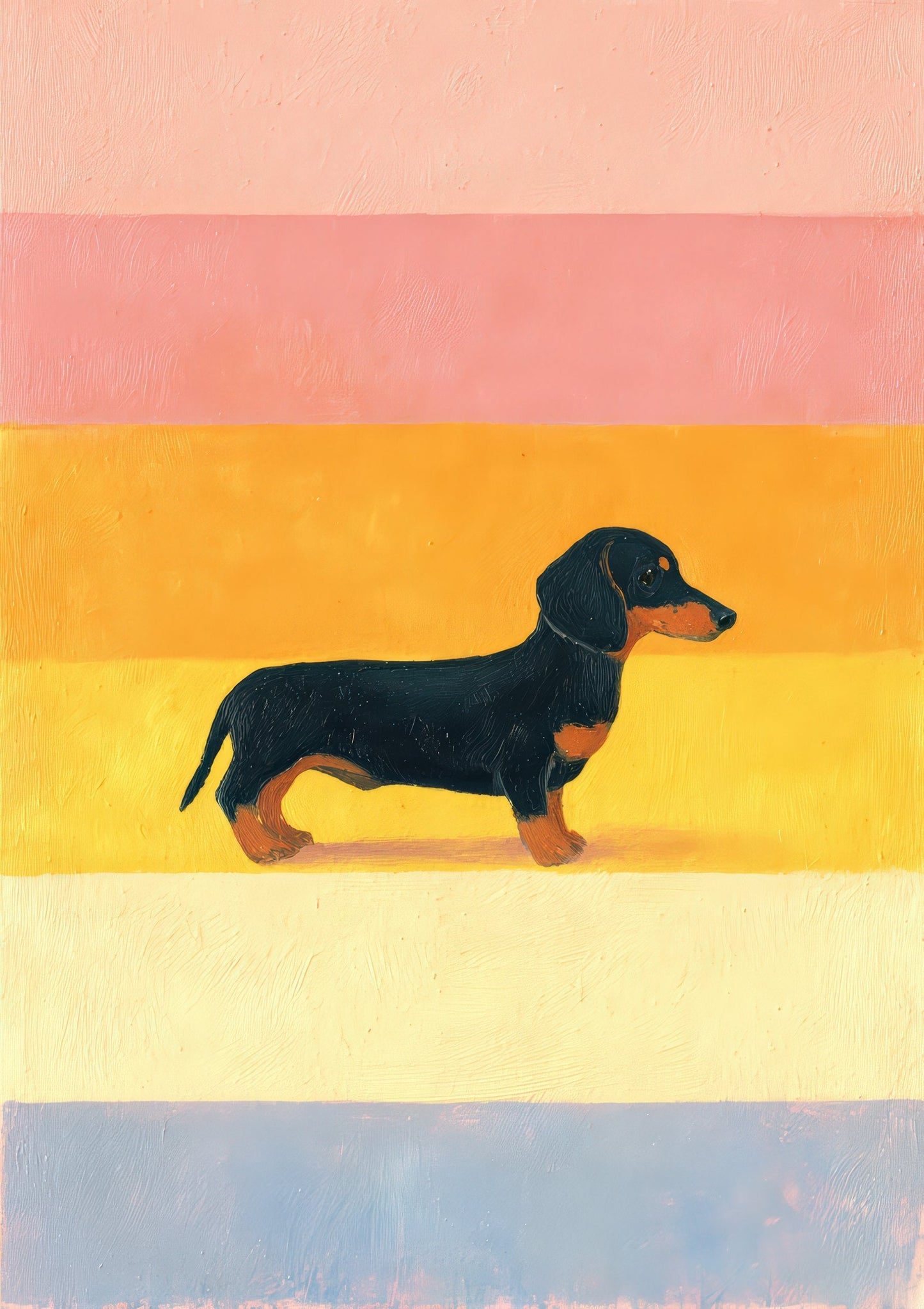Dachshund at Sunset Print, Graphic Dog Wall Art