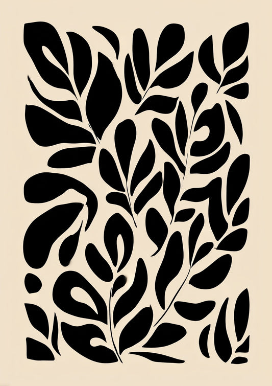Leaf Silhouette Print, Monochrome Botanical Wall Art