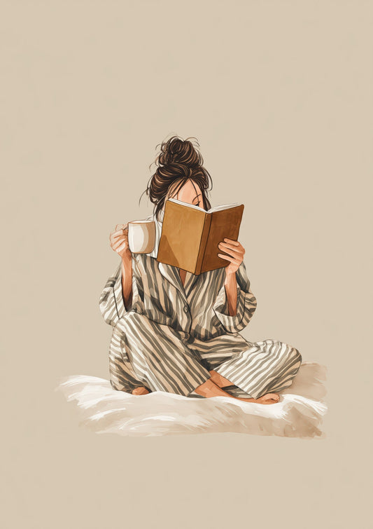 Woman Reading Print, Folk Figurative Wall Art