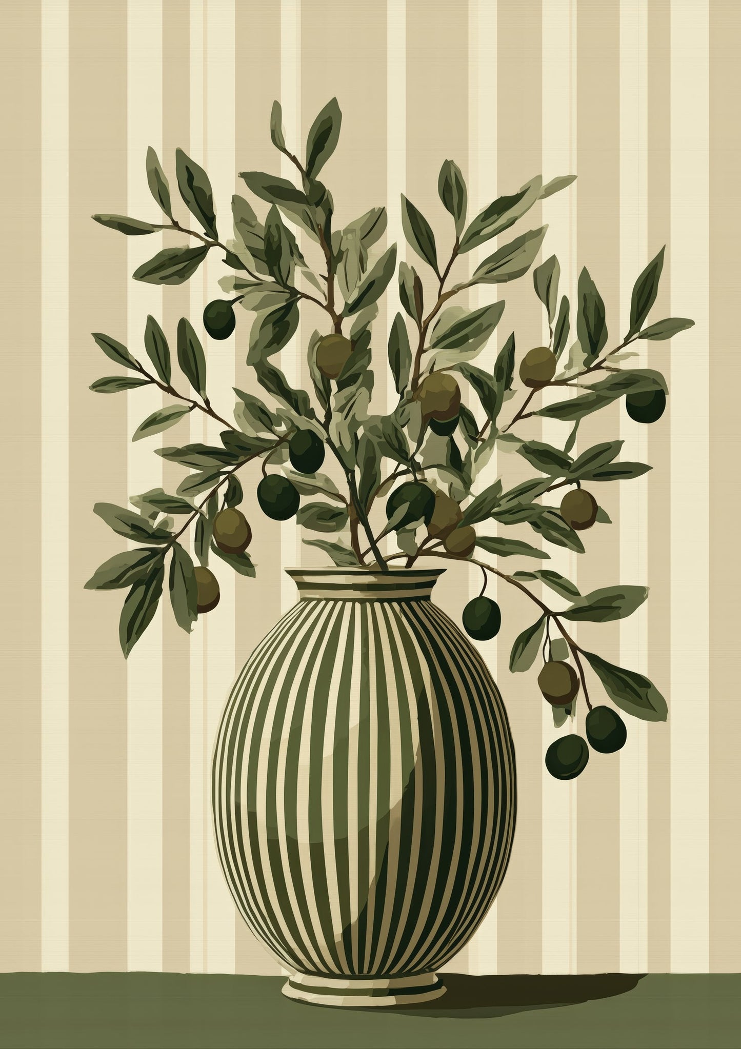 Olive Tree in a Vase Print, Botanical Wall Art