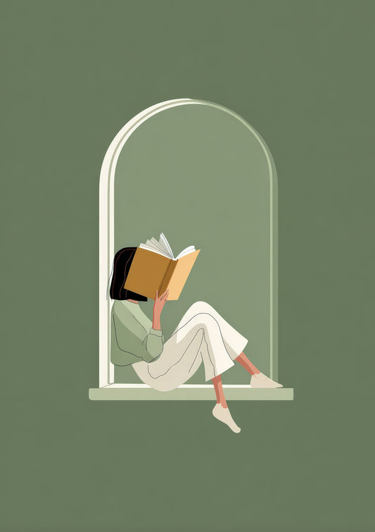 Reading by the Window Print, Calm Figurative Wall Art