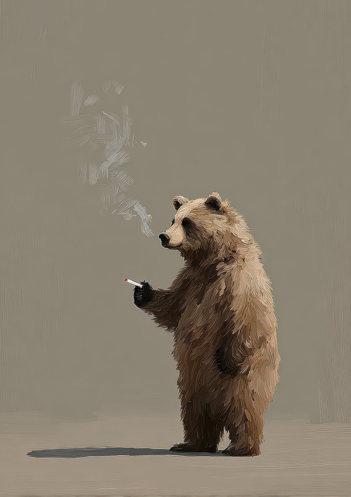 Bear with a Pipe Print, Quirky Animal Wall Art